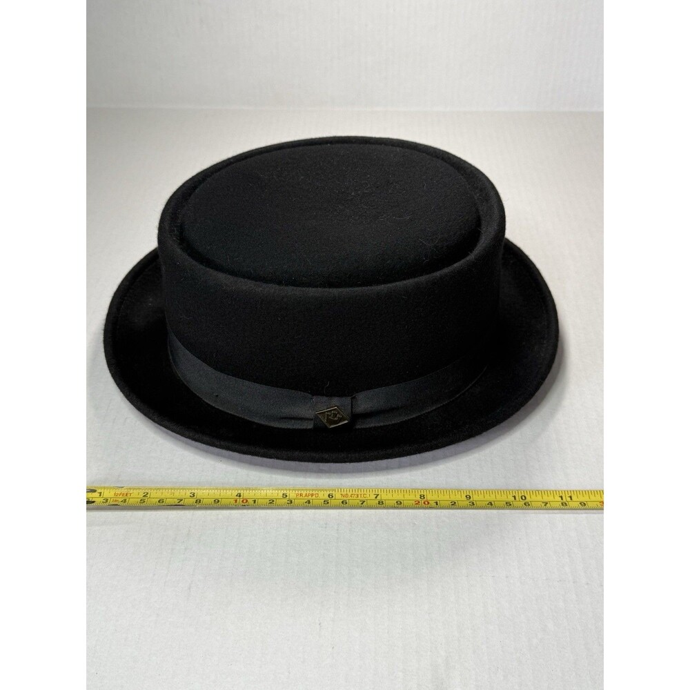 Goorin Bros Charlestowne Black Wool Felt Pork Pie Fedora Hat XL (7 5/8) $120